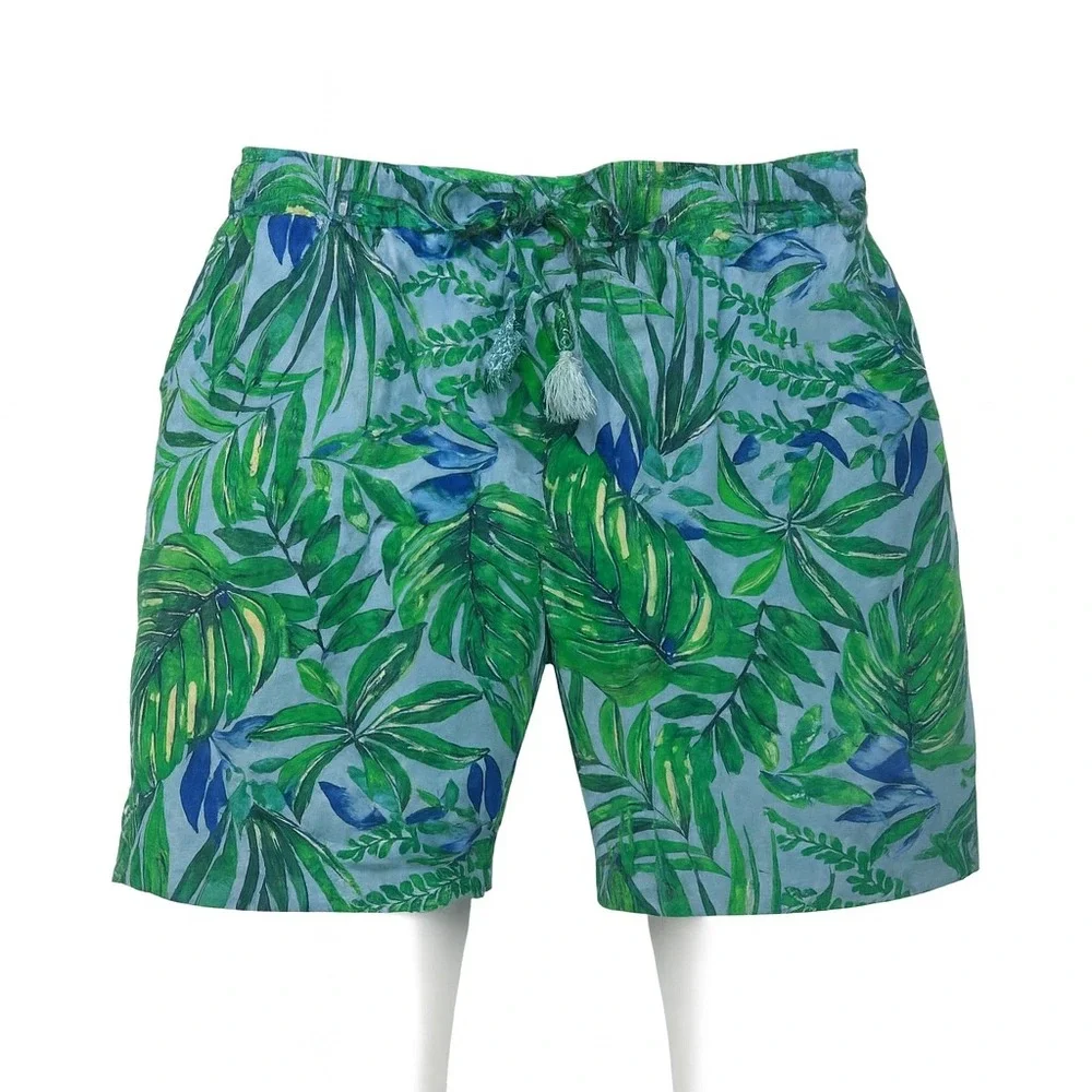 J.Jill Womens Medium Petite MP Tropical Leaf Print Rayon Drawstring Shorts‎ - Picture 13 of 16